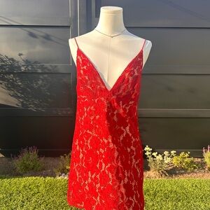 Free People Red Lace Slip Dress – Size 4 / Romantic / Date Night / Festival